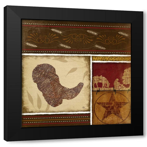 Western Boot - Red Black Modern Wood Framed Art Print with Double Matting by Pugh, Jennifer