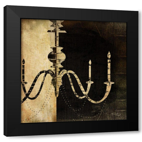 Black and White Chandelier Black Modern Wood Framed Art Print by Pugh, Jennifer
