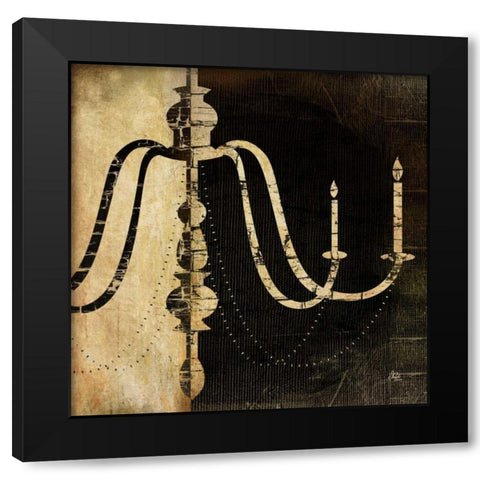 Black and White Chandelier II Black Modern Wood Framed Art Print by Pugh, Jennifer