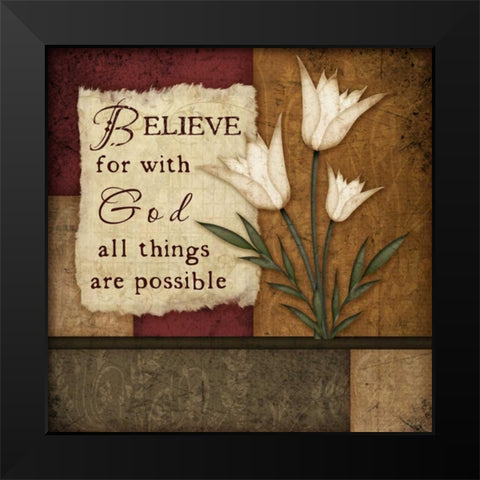 Believe Black Modern Wood Framed Art Print by Pugh, Jennifer