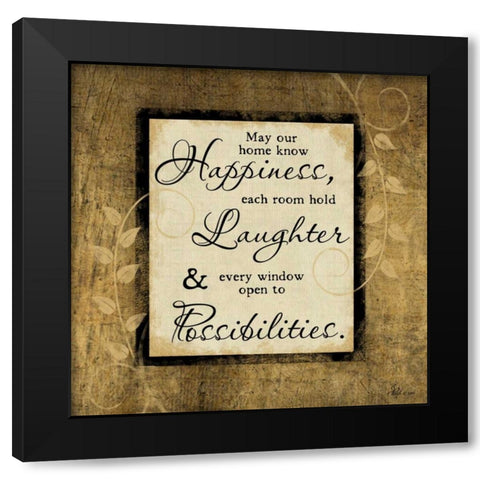 Happiness-Laughter-Possibilities Black Modern Wood Framed Art Print by Pugh, Jennifer