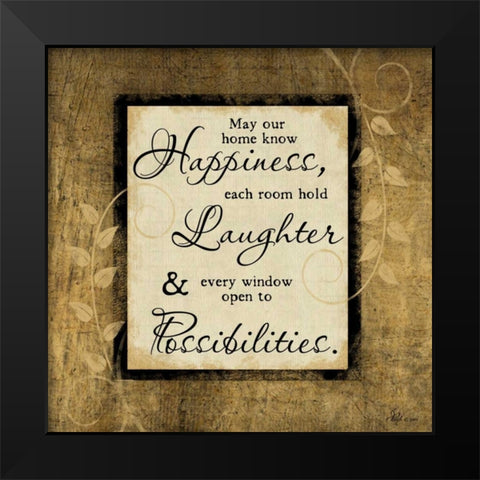 Happiness-Laughter-Possibilities Black Modern Wood Framed Art Print by Pugh, Jennifer