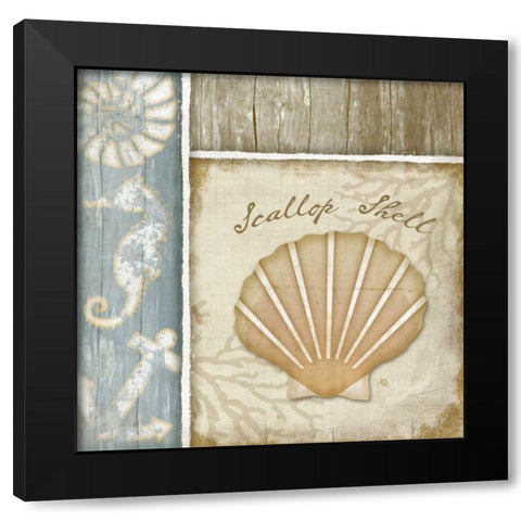 Scallop Shell Black Modern Wood Framed Art Print with Double Matting by Pugh, Jennifer