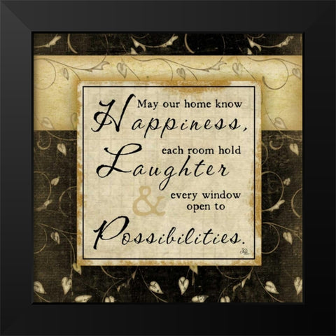 Happiness Black Modern Wood Framed Art Print by Pugh, Jennifer