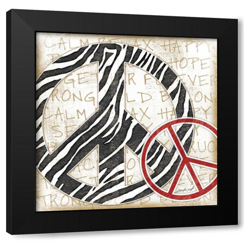 Peace Zebra Black Modern Wood Framed Art Print with Double Matting by Pugh, Jennifer