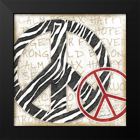 Peace Zebra Black Modern Wood Framed Art Print by Pugh, Jennifer