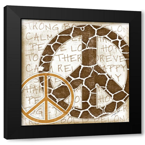 Peace Giraffe Black Modern Wood Framed Art Print with Double Matting by Pugh, Jennifer