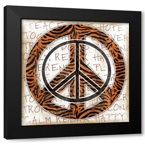 Peace Tiger Black Modern Wood Framed Art Print with Double Matting by Pugh, Jennifer