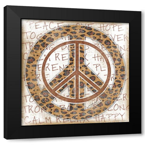 Peace Leopard Black Modern Wood Framed Art Print with Double Matting by Pugh, Jennifer