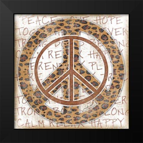 Peace Leopard Black Modern Wood Framed Art Print by Pugh, Jennifer