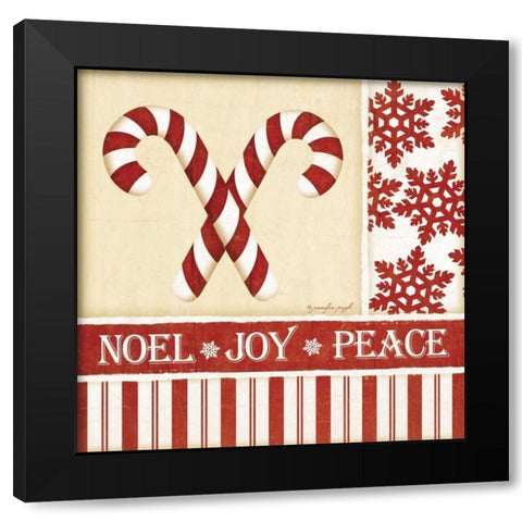 Candy Canes Black Modern Wood Framed Art Print by Pugh, Jennifer