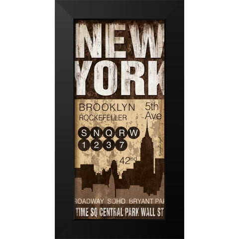 New York Black Modern Wood Framed Art Print by Pugh, Jennifer