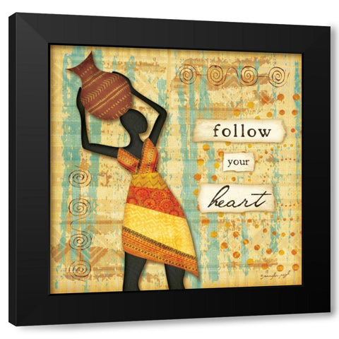 Follow Your Heart Black Modern Wood Framed Art Print with Double Matting by Pugh, Jennifer