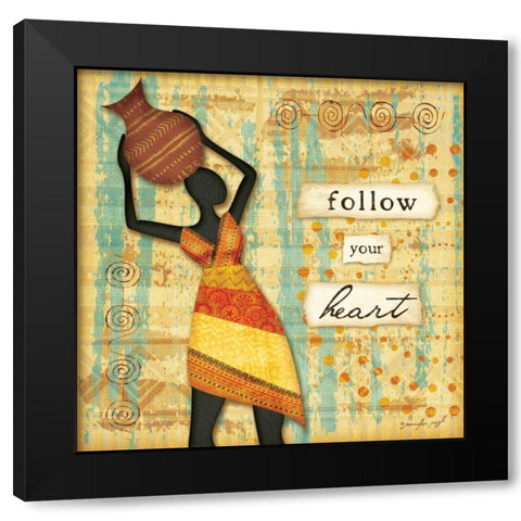 Follow Your Heart Black Modern Wood Framed Art Print by Pugh, Jennifer