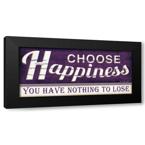 Choose Happiness Black Modern Wood Framed Art Print by Pugh, Jennifer