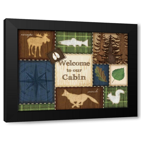 Welcome to Our Cabin Black Modern Wood Framed Art Print with Double Matting by Pugh, Jennifer