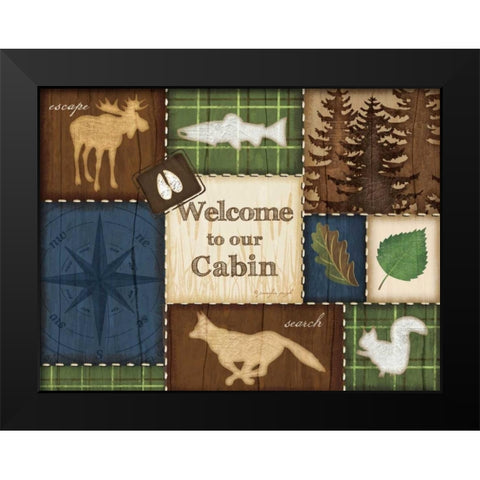 Welcome to Our Cabin Black Modern Wood Framed Art Print by Pugh, Jennifer