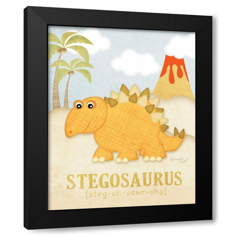 Stegosaurus Black Modern Wood Framed Art Print with Double Matting by Pugh, Jennifer