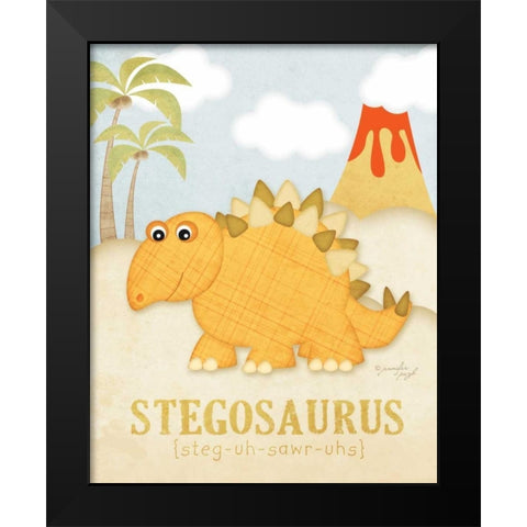 Stegosaurus Black Modern Wood Framed Art Print by Pugh, Jennifer