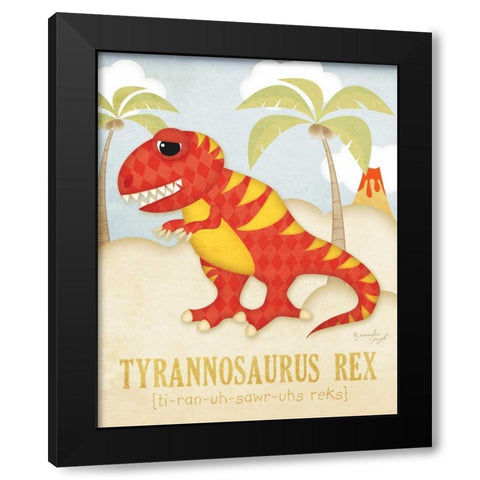 Tyrannosaurus Rex Black Modern Wood Framed Art Print with Double Matting by Pugh, Jennifer