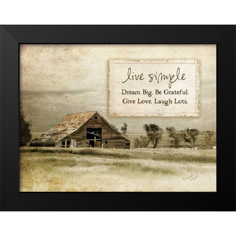 Live Simple Black Modern Wood Framed Art Print by Pugh, Jennifer