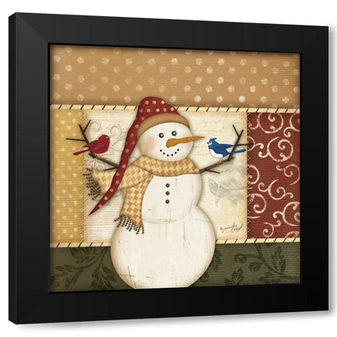 Country Snowman II Black Modern Wood Framed Art Print by Pugh, Jennifer