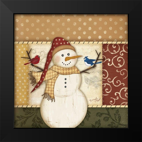 Country Snowman II Black Modern Wood Framed Art Print by Pugh, Jennifer