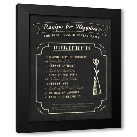 Recipe for Happiness Black Modern Wood Framed Art Print with Double Matting by Pugh, Jennifer