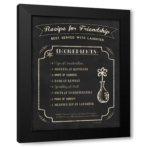 Recipe for Friendship Black Modern Wood Framed Art Print with Double Matting by Pugh, Jennifer