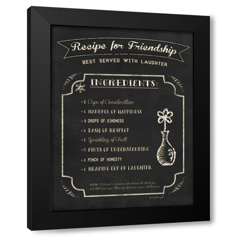Recipe for Friendship Black Modern Wood Framed Art Print by Pugh, Jennifer
