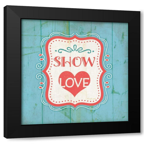 Show Love - Blue Black Modern Wood Framed Art Print by Pugh, Jennifer