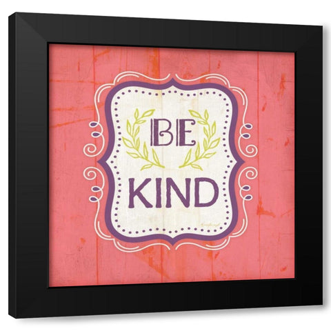 Be Kind - Pink Black Modern Wood Framed Art Print by Pugh, Jennifer