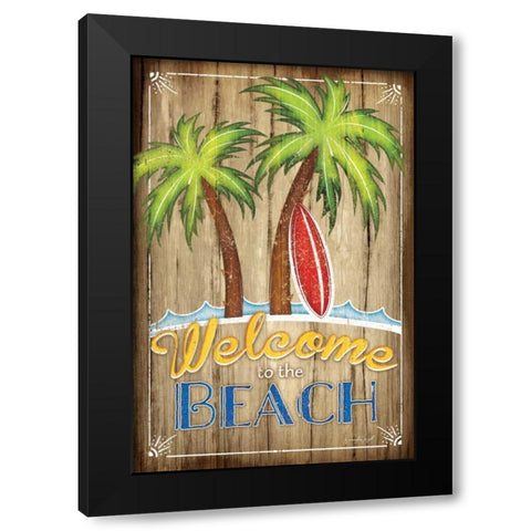 Welcome to the Beach Black Modern Wood Framed Art Print with Double Matting by Pugh, Jennifer