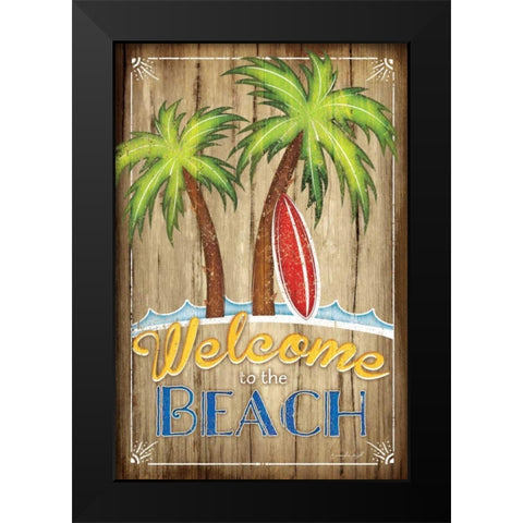 Welcome to the Beach Black Modern Wood Framed Art Print by Pugh, Jennifer