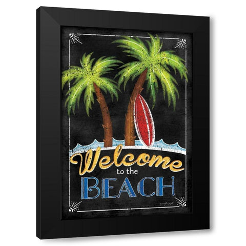 Welcome to the Beach Black Modern Wood Framed Art Print by Pugh, Jennifer