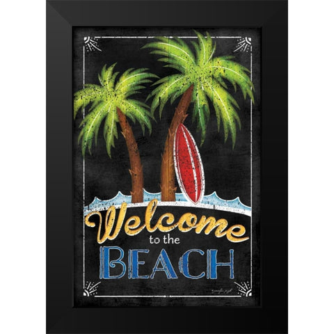 Welcome to the Beach Black Modern Wood Framed Art Print by Pugh, Jennifer