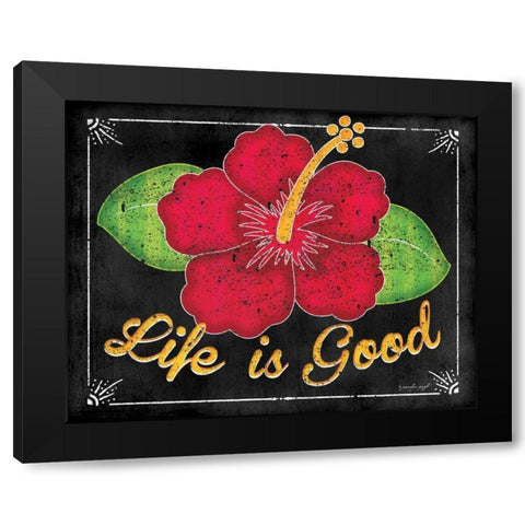 Hibiscus Black Modern Wood Framed Art Print with Double Matting by Pugh, Jennifer