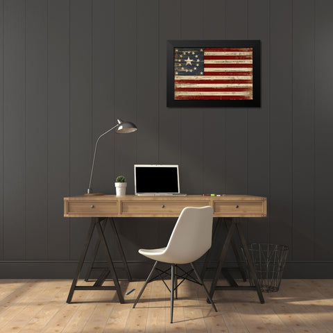 American Flag Black Modern Wood Framed Art Print by Pugh, Jennifer