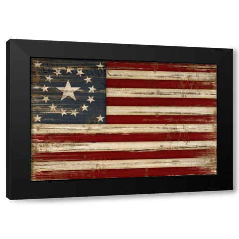 American Flag Black Modern Wood Framed Art Print by Pugh, Jennifer