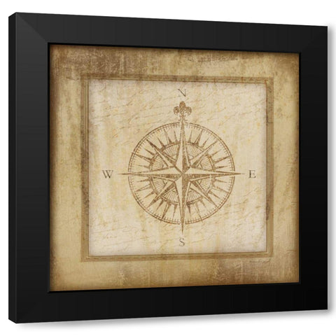 Compass Black Modern Wood Framed Art Print with Double Matting by Pugh, Jennifer