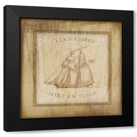 Ship Black Modern Wood Framed Art Print with Double Matting by Pugh, Jennifer