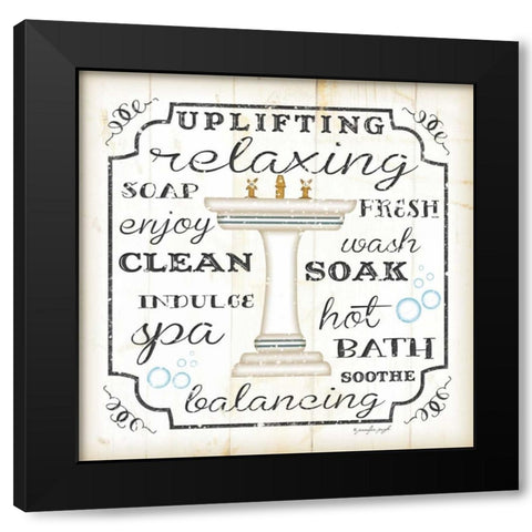 Bath II - Whiite and Black Black Modern Wood Framed Art Print by Pugh, Jennifer