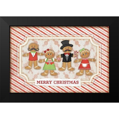 Gingerbread Christmas Black Modern Wood Framed Art Print by Pugh, Jennifer