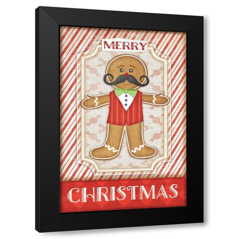 Gingerbread Man Black Modern Wood Framed Art Print with Double Matting by Pugh, Jennifer