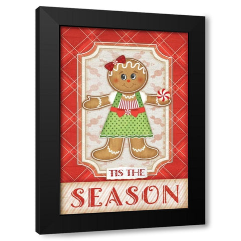 Gingerbread Girl Black Modern Wood Framed Art Print with Double Matting by Pugh, Jennifer