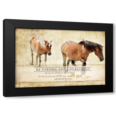 Be Strong Black Modern Wood Framed Art Print with Double Matting by Pugh, Jennifer