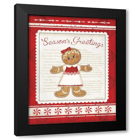 Gingerbread Man Black Modern Wood Framed Art Print by Pugh, Jennifer