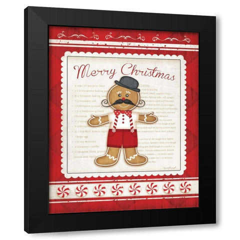 Gingerbread Man Black Modern Wood Framed Art Print with Double Matting by Pugh, Jennifer