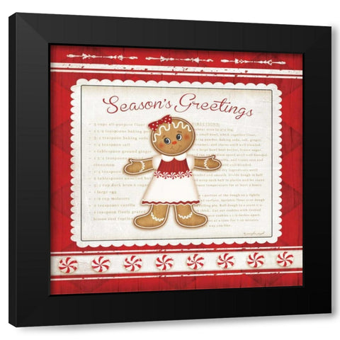 Gingerbread Man Black Modern Wood Framed Art Print with Double Matting by Pugh, Jennifer