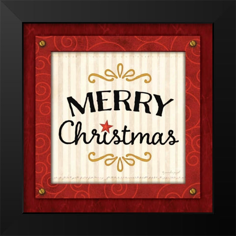 Merry Christmas Black Modern Wood Framed Art Print by Pugh, Jennifer